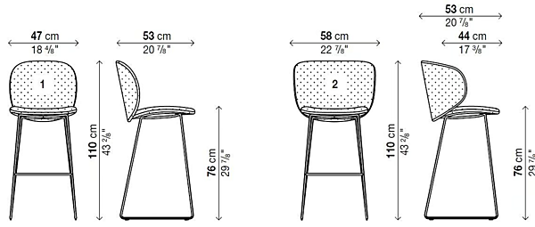 Tabouret haut en tissu avec dossier Kristalia Dua usine Kristalia de l'Italie. Foto №4