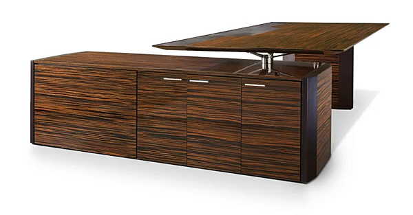 Bureau exécutif en bois en L avec tiroirs I 4 Mariani collection Symetria usine i 4 Mariani de l'Italie. Foto №3