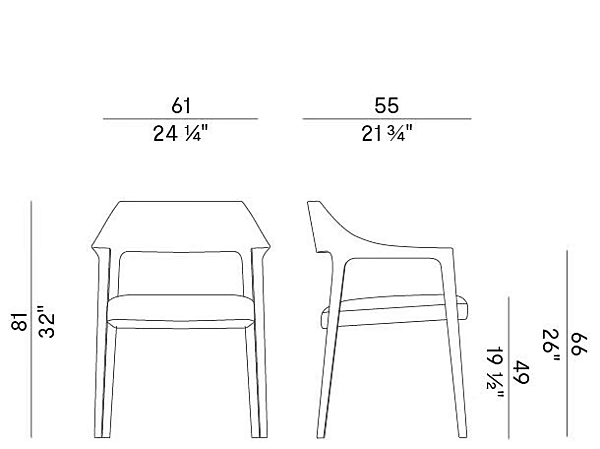 Fauteuil en bois avec accoudoirs Scheggia 906 P Potocco 906/P usine POTOCCO de l'Italie. Foto №4
