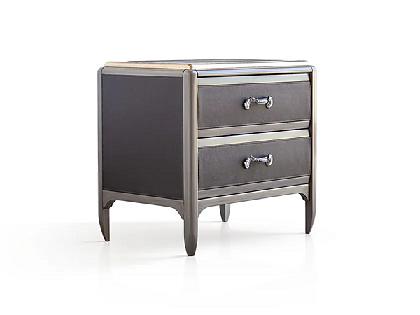 Table de chevet rectangulaire en bois et cuir Savio Firmino 3699 3699COM usine SAVIO FIRMINO de l'Italie. Foto №1