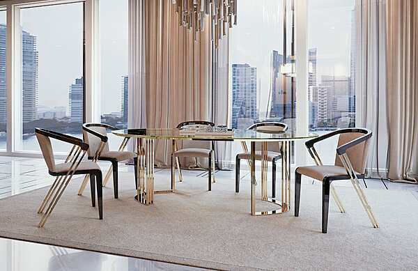 Fauteuil en cuir rembourré avec accoudoirs Symphony Infinity Bizzotto Italia usine Bizzotto Italia de l'Italie. Foto №5