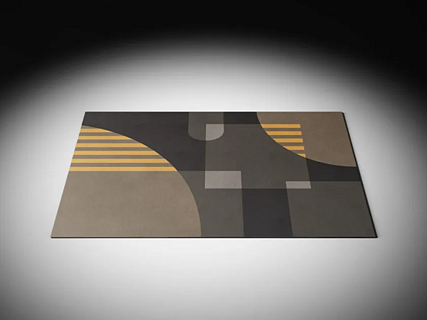 Tapis rectangulaire en tissu avec illusion de formes géométriques noir CASA +39 ETA002 usine ENCORE (by CASA +39) de l'Italie. Foto №1