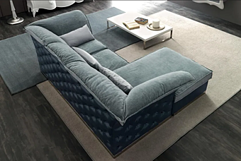 Canapé 3 places en tissu capitonné avec repose-pieds Tiago CORTEZARI 683-SX
