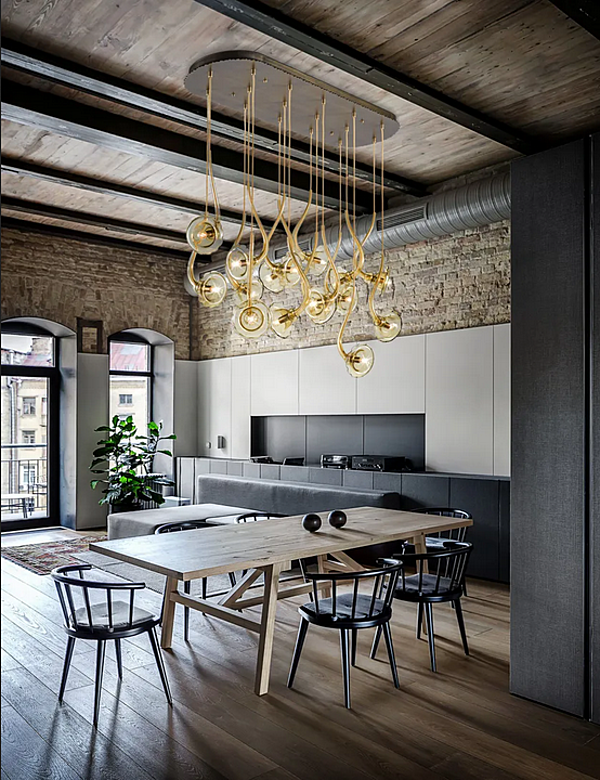 Suspension en verre soufflé Ikebana 16 MULTIFORME SL3370-16-FB usine MULTIFORME de l'Italie. Foto №2