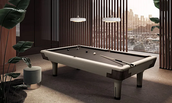 Table de billard en bois massif recouvert de cuir Roger I 4 Mariani usine i 4 Mariani de l'Italie. Foto №2