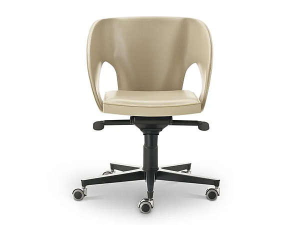 Chaise de bureau pivotante en cuir avec roulettes Voile i 4 Mariani usine i 4 Mariani de l'Italie. Foto №1