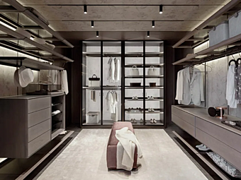 Garde-robe d'angle en frêne avec éclairage intégré GIORGETTI Miyabi