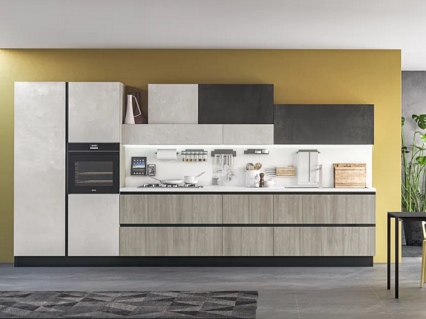 Cuisine linéaire sur mesure en mélaminé LUBE CUCINE Immagina Plus Neck 2 usine LUBE CUCINE de l'Italie. Foto №1