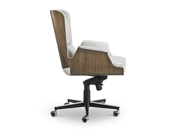 Chaise de direction pivotante en cuir et bois avec accoudoirs Garbo i 4 Mariani usine i 4 Mariani de l'Italie. Foto №2