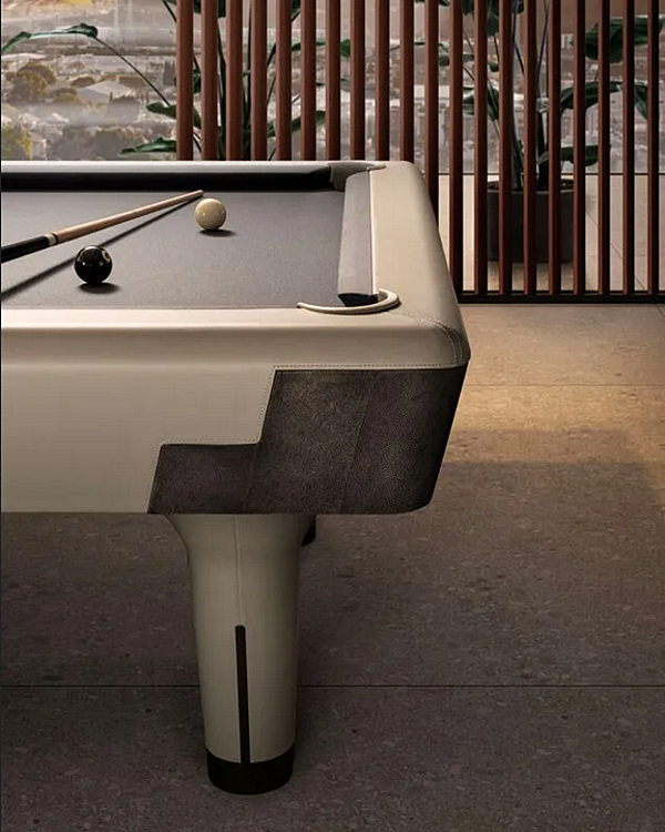 Table de billard en bois massif recouvert de cuir Roger I 4 Mariani usine i 4 Mariani de l'Italie. Foto №3