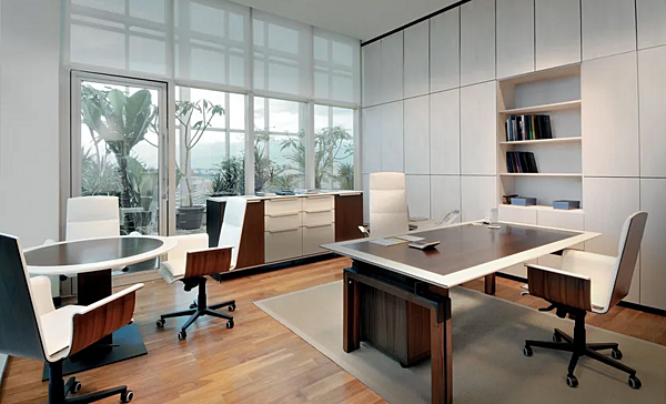 Unité de rangement de bureau en bois avec tiroirs I 4 Mariani Paso Doble usine i 4 Mariani de l'Italie. Foto №6