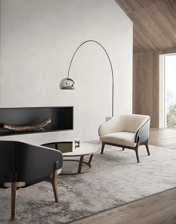Fauteuil en tissu et cuir avec accoudoirs Savile Row I 4 Mariani usine i 4 Mariani de l'Italie. Foto №7