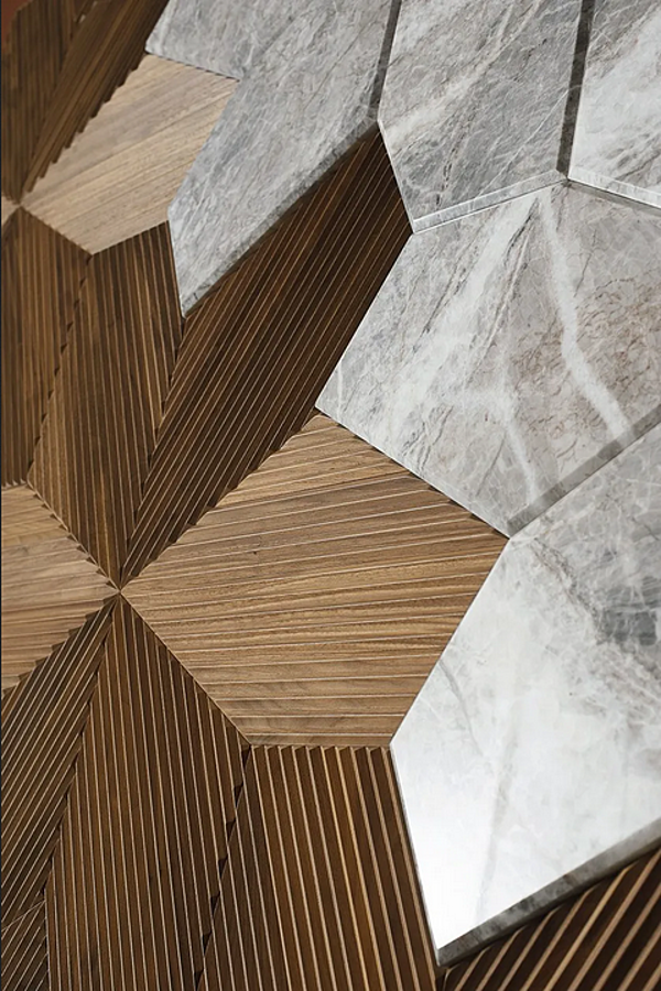 Boiserie tridimensionnelle en bois et marbre Azalea 3D ARTE BROTTO usine Arte Brotto de l'Italie. Foto №4
