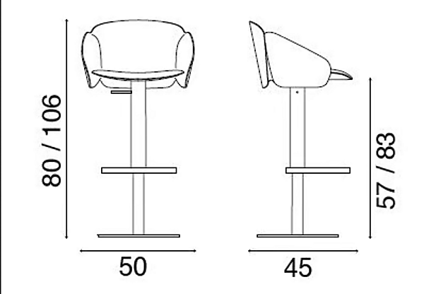 Tabouret en cuir avec repose-pieds et vérin à gaz FASEM Electa Electa Bar BT usine FASEM de l'Italie. Foto №10