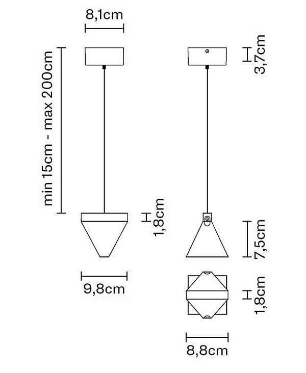 Suspension en cristal LED Tripla Fabbian usine Fabbian de l'Italie. Foto №6
