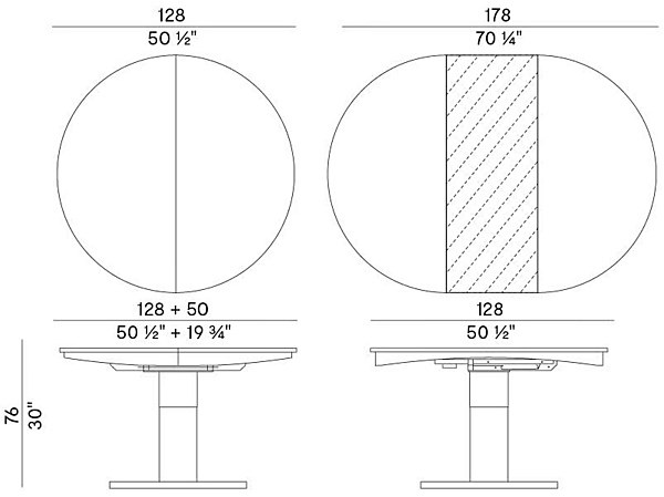 Table ronde en bois Diva 775 TC1 Potocco 775/TC1 usine POTOCCO de l'Italie. Foto №5