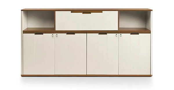 Unité de rangement de bureau en mélamine et cuir avec tiroirs Avatar i 4 Mariani usine i 4 Mariani de l'Italie. Foto №2
