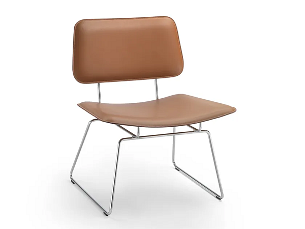 Fauteuil en cuir tanné avec base en métal FLEXFORM Echoes S H usine FLEXFORM de l'Italie. Foto №1