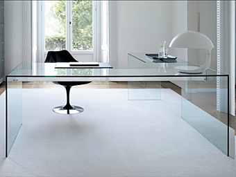 Bureau d'écriture d'angle en cristal AIR L Gallotti&Radice usine Gallotti & Radice de l'Italie
