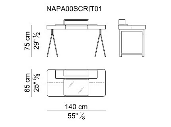 Bureau secrétaire en cuir tanné avec tiroirs Napa I 4 Mariani usine i 4 Mariani de l'Italie. Foto №6