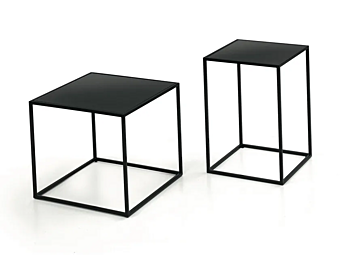 Table basse carrée en verre et acier Kiss Duomo Design