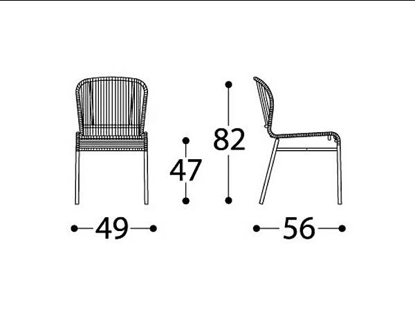 Chaise en fibre synthétique tissée à la main VARASCHIN Cricket 2990 usine VARASCHIN de l'Italie. Foto №11