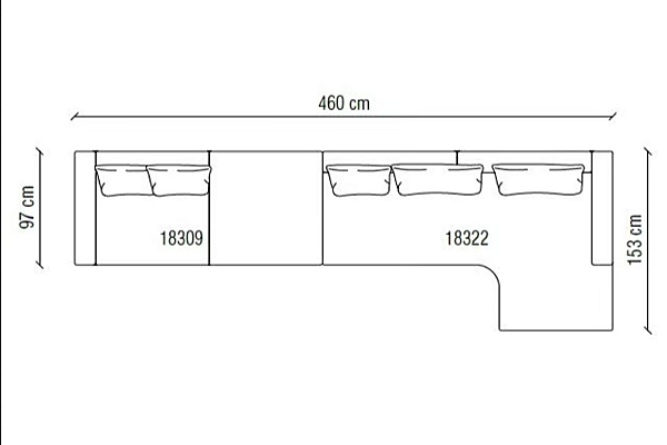 Canapé d'angle modulable en tissu Horizon Frigerio usine Frigerio de l'Italie. Foto №11