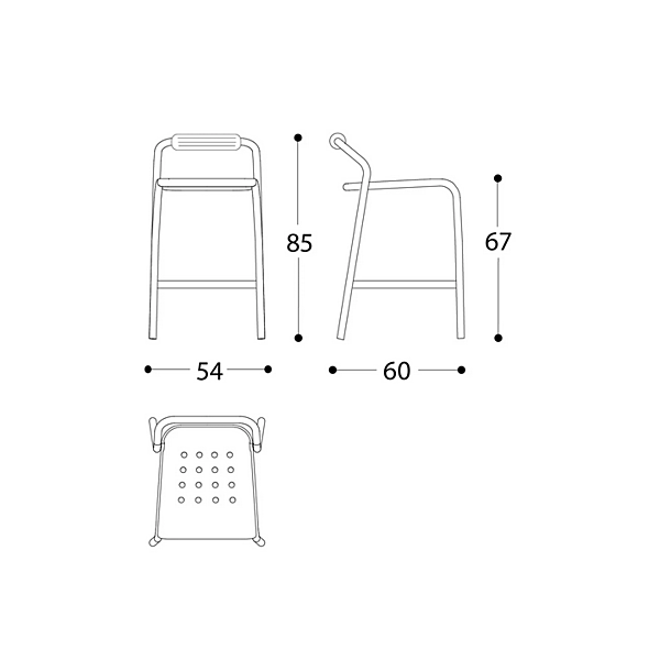 Tabouret de jardin haut empilable en aluminium Noss VARASCHIN 24550/B, 24551/B, 24552/B, 24553/B usine VARASCHIN de l'Italie. Foto №16