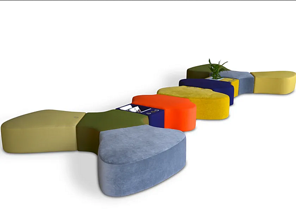 Banc modulaire en tissu avec dossier rembourré Adrenalina Sir Pent 11 usine ADRENALINA de l'Italie. Foto №1