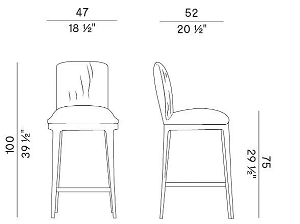 Tabouret en tissu rembourré avec dossier Potocco Blossom 840 A 840/A usine POTOCCO de l'Italie. Foto №3