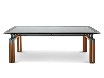 Bureau exécutif rectangulaire en bois avec dessus en cuir Paso Doble i 4 Mariani Bureau exécutif rectangulaire en bois avec dessus en cuir Paso Doble i 4 Mariani usine i 4 Mariani de l'Italie