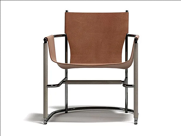 Fauteuil avec accoudoirs en métal et cuir Paolo Castelli U Lounge usine Paolo Castelli de l'Italie. Foto №1