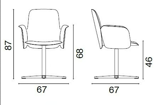 Chaise pivotante en cuir avec base à 4 branches Electa FASEM Electa BC usine FASEM de l'Italie. Foto №8