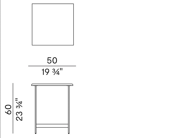 Table basse carrée en métal avec plateau en marbre Potocco Little T 878 TQ 50 878/TQ-50 usine POTOCCO de l'Italie. Foto №5