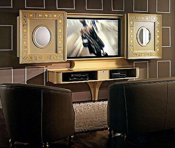 Support TV-HI-FI VISMARA Sliding Home Cinema-Glass Eyes usine VISMARA de l'Italie. Foto №1