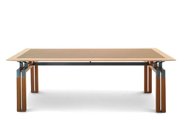 Bureau exécutif rectangulaire en bois avec dessus en cuir Paso Doble i 4 Mariani usine i 4 Mariani de l'Italie. Foto №2