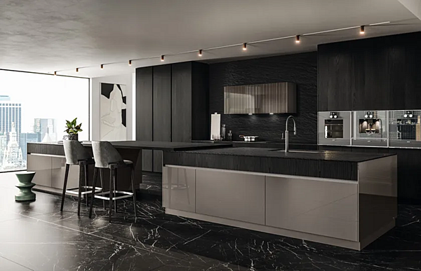 Cuisine en bois avec îlot sans poignées ASTER CUCINE Pure Glam usine Aster Cucine de l'Italie. Foto №3