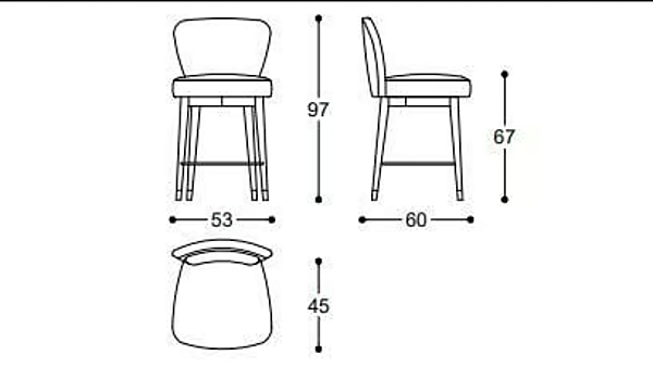 Tabouret haut pivotant en cuir Olivia Black Tie OLI67, OLI77, OLI67SW, OLI77SW usine Black Tie de l'Italie. Foto №6