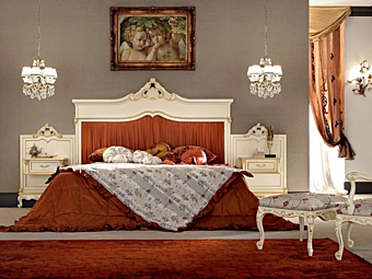 Lit double avec tête de lit rembourrée Modenese Luxury Interiors 12205 usine MODENESE GASTONE de l'Italie