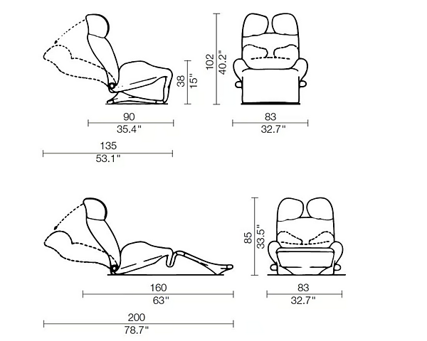 Fauteuil inclinable en tissu CASSINA 111 Wink usine CASSINA de l'Italie. Foto №6