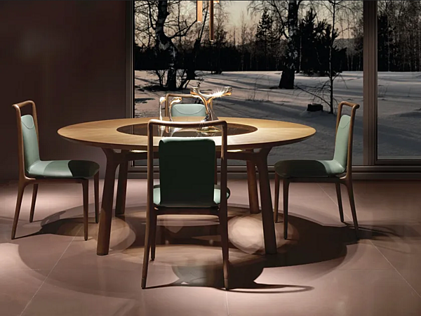 Chaise en cuir avec accoudoirs GIORGETTI IBLA 55110 usine GIORGETTI de l'Italie. Foto №4