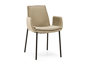 Fauteuil en cuir rembourré avec accoudoirs Lara Eforma usine Eforma de l'Italie