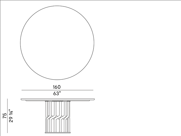 Table ronde en frêne avec plateau en marbre Intreccio Potocco 950 TC Fix 950/TC-FIX usine POTOCCO de l'Italie. Foto №4