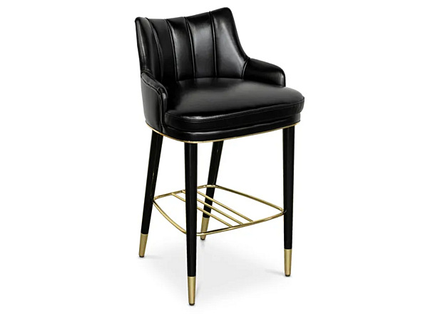 Tabouret en cuir rembourré avec dossier prune BRABBU usine BRABBU de l'Italie. Foto №2