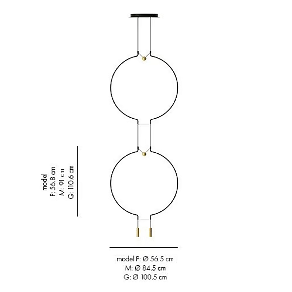 Suspension en métal LED à deux niveaux AXOLIGHT Liaison usine Axolight de l'Italie. Foto №5