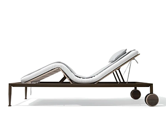 Transat inclinable avec roulettes en teck GIORGETTI GEa 87060 + 87061