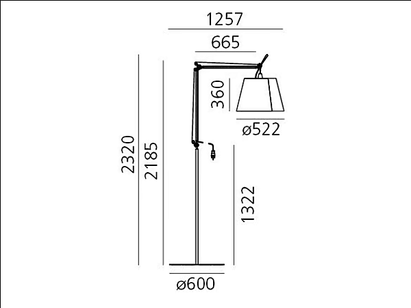 Lampe sur pied en tissu LED extérieure Tolomeo Paralume Artemide T076150 usine Artemide de l'Italie. Foto №6