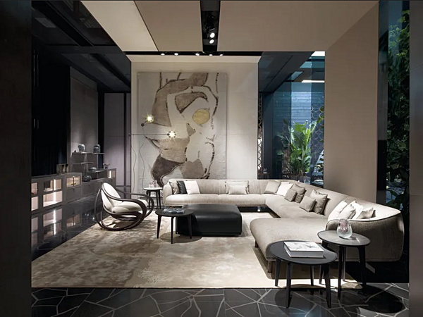 Canapé d'angle en tissu avec repose-pieds GIORGETTI DRIVE usine GIORGETTI de l'Italie. Foto №3