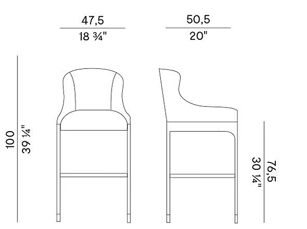 Tabouret en cuir haut avec dossier Miura 776 AW Potocco 776/AW usine POTOCCO de l'Italie. Foto №3