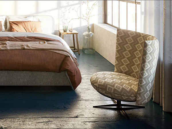 Fauteuil en tissu rembourré avec base à 4 branches Ice Breaker Liu Jo Living Collection IBK usine Liu Jo Living Collection de l'Italie. Foto №8
